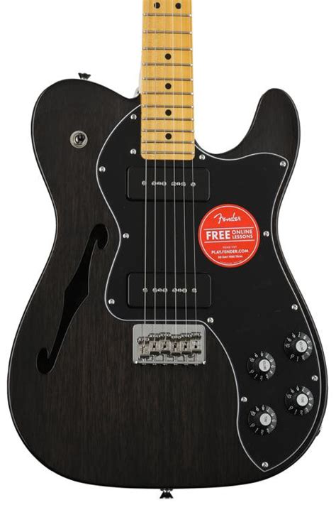 Fender Modern Player Telecaster Thinline Deluxe - Black Transparent | Sweetwater