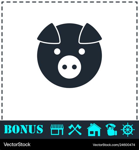 Pig icon flat Royalty Free Vector Image - VectorStock