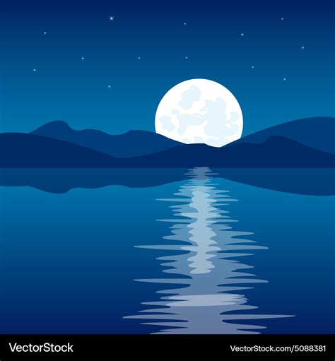 Reflection of the moon in water Royalty Free Vector Image