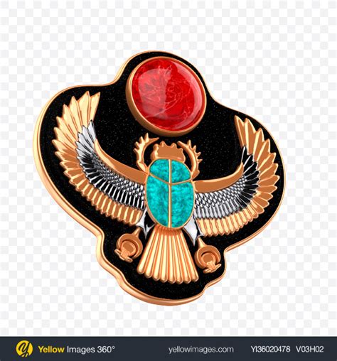 Download Golden Scarab Amulet with Gems Transparent PNG on YELLOW Images