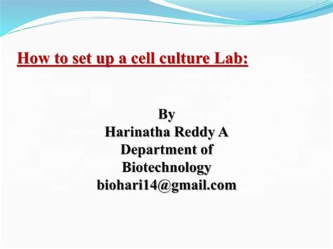 Animal cell culture lab | PPT