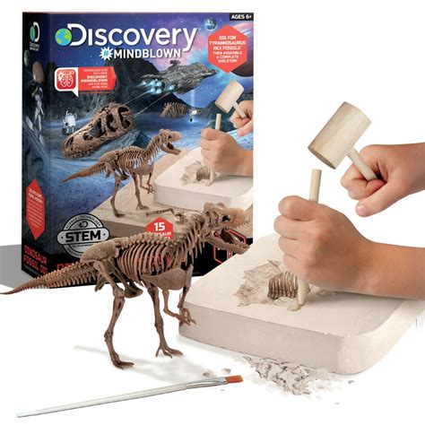 Discovery #MINDBLOWN 15 Piece 3D Dinosaur Excavation Kit, T-Rex Fossil Dig Set for Kids ...