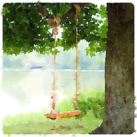 Tree Swing - Watercolor Painting