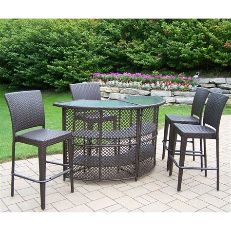 Oakland Living All Weather Wicker Half Round Patio Bar Set - Walmart.com - Walmart.com