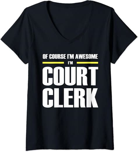 Womens Awesome Court Clerk V-Neck T-Shirt: Amazon.co.uk: Clothing