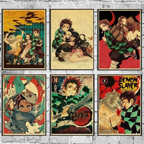 Vintage Posters Demon Slayer Kimetsu no Yaiba Anime Poster Wall Art ...