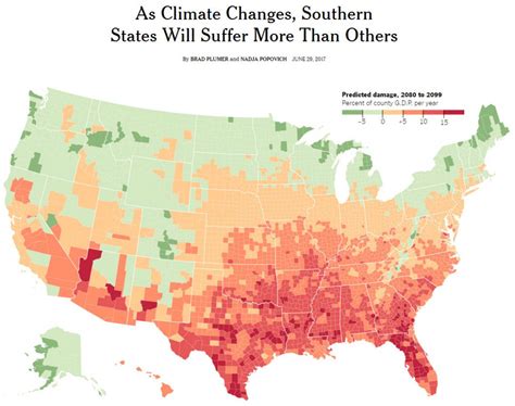 As climate changes, southern states will suffer more than others - Vivid Maps