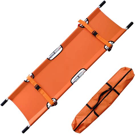 LINE2design Foldaway Portable Stretcher With Two Steel Bars Medical Emergency Rescue Flat ...