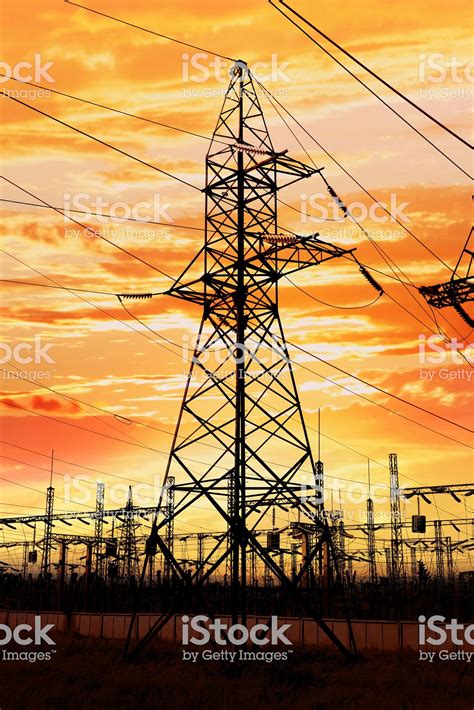 High-tension power line on sunset | Stock photos, Stock images free ...