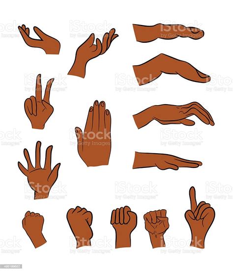 Image Of Cartoon Black Man Human Hand Gesture Set Stock Illustration ...