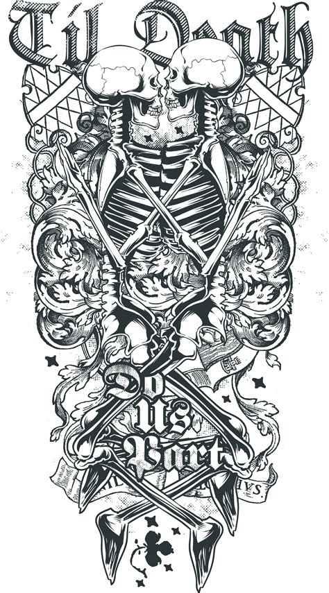 Tattoo Death Skull Sleeve Depending Of Abziehtattoo Transparent HQ PNG Download | FreePNGImg