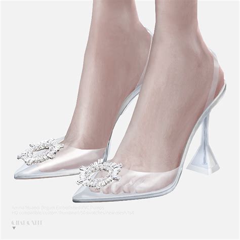 Charonlee: 【Amina Muaddi Begum Embellished PVC Pumps】 | Sims 4 cc shoes, Sims, Cc shoes