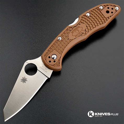 MODIFIED Spyderco Delica 4 - Regrind - Brown Handle