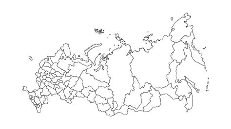 Russia map in outline black color isolated white background. Russia map ...