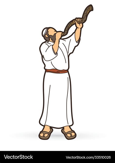 Feast trumpets jewish blowing shofar horn Vector Image