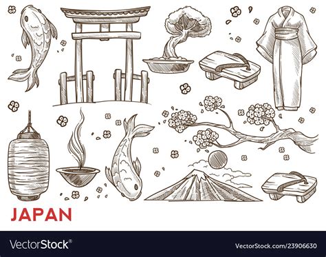 Japan symbols japanese nature and culture Vector Image