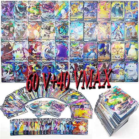 Buy 100 Pcs Pokemon V and Vmax Cards Pack Includes 40 Higher Level HP ...