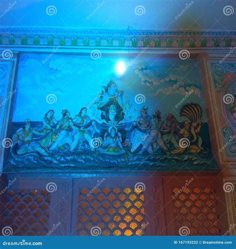 Mythological Painting Depicting Event of `Samudra Manthan` Stock Illustration - Illustration of ...