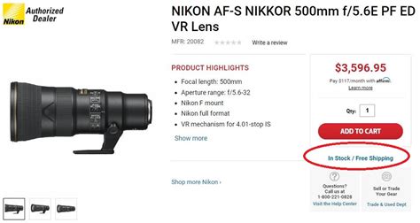 Nikon AF-S NIKKOR 500mm f/5.6E PF ED VR Lens now in Stock at Focus ...