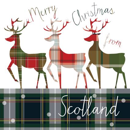 'Tartan Stags from Scotland' Christmas Card