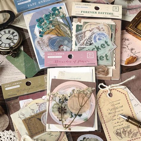 Buy Cenbee 120 PCS Vintage Scrapbook Paper Stickers, Antique in Aged ...