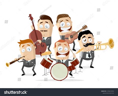 dessin humoristique d'un groupe de musique : image vectorielle de stock ...