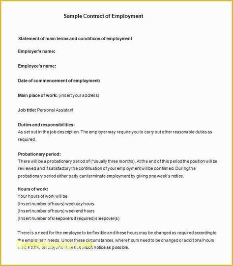 Free Casual Employment Contract Template Of Employment Agreement Templates Free Sample Example ...