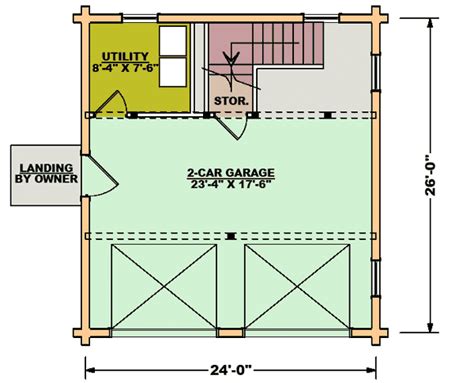 Live-In Garage Log Home Plan by Lincoln Logs International