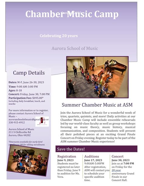 2023 Chamber Music Camp Registration and Info – Aurora School Of Music