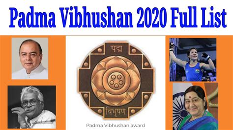 Padma Vibhushan 2020 Full List - YouTube