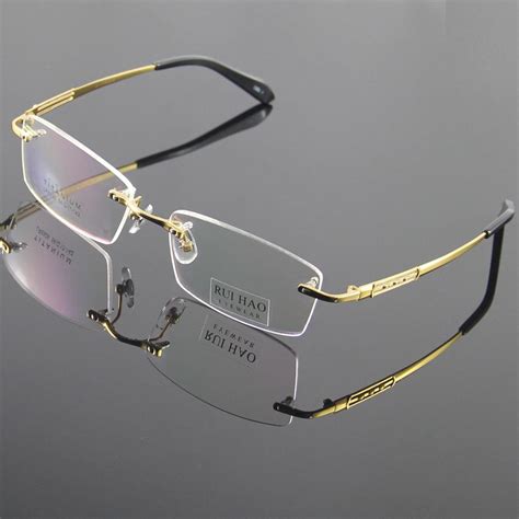 Aliexpress.com : Buy 100% Titanium Eyeglasses Frame Eyeglasses Men Rimless Glasses Mens Optical ...