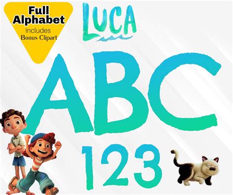 Luca Alphabet, Luca Font, Luca PNG Clipart, Luca Numbers and Letters ...