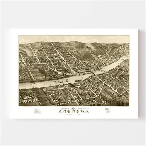 Vintage Map of Augusta, Maine 1878 by Ted's Vintage Art