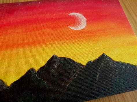 Sunset Mountain Silhouette Watercolour Hand-painting - Etsy Norway