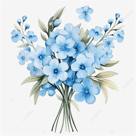 Forget Me Not Bouquet Watercolor Clipart, Wildflower, Bouquet, Greenery PNG Transparent Image ...