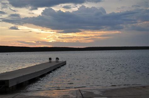 Sunset from a dock at the Lake Amistad Marina