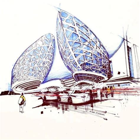 Building, sketch Architecture Concept Drawings, Facade Architecture, Futuristic Architecture ...