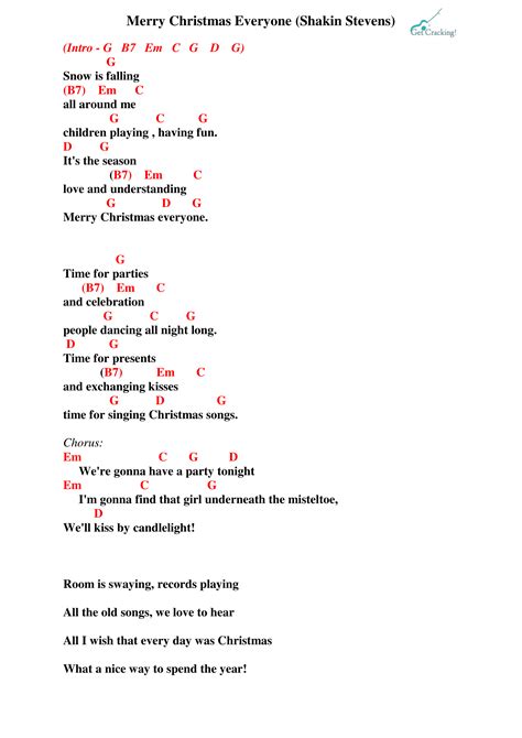 Merry Christmas Everyone lyrics – getcrackingguitar