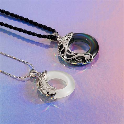 Personalized Obsidian Ring Necklace For Couples In 925 Sterling Silver