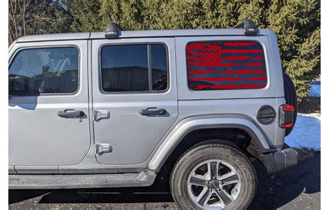 Distressed USA American Flag Rear Window Decal- Fits Jeep Wrangler JL – L&B Designworks