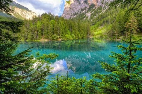 Sfondi : alberi, paesaggio, montagne, lago, acqua, riflessione, verde, fiume, turchese, Parco ...