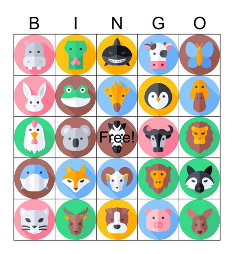 Animals Bingo Card