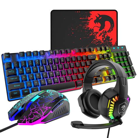 Wireless Gaming Keyboard Mouse Combo Rainbow LED Backlit Rechargeable ...