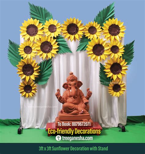 Ganpati Decoration 3x3ft Sun Flowers Decoration | Eco-friendly Ganpati ...