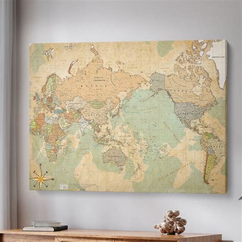 World Map Canvas, up to Date Extra Large Canvas, Highly Detailed Pristine Quality, Map of the ...