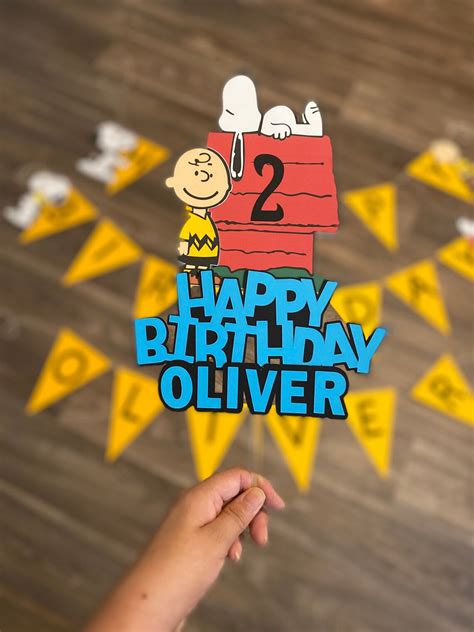 Snoopy Theme Birthday Banner With Matching Cake Topper | Etsy