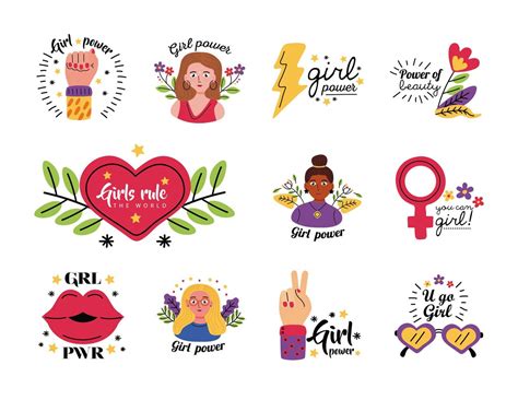 Girl power symbol set vector design 2474930 Vector Art at Vecteezy