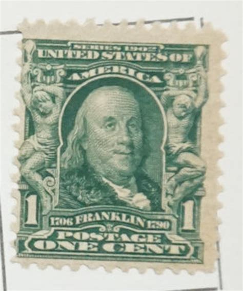 US Stamp 1 Cent Benjamin Franklin 1902 Mint Attach to Private | Etsy