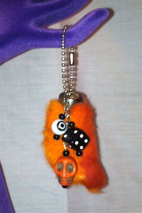 Orange Lucky Rabbits Foot Keychain