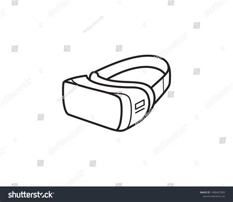 VR headset googles. Virtual reality line art icons, symbols, logos ...